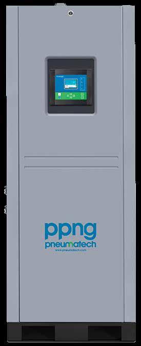 PPNG 6-68 S Stickstoffgenerator mit Druckwechseladsorption Merkmale und Vorteile Energiesparsteuerung Herausragende Luftfaktoren dank Rückflussdruckbeaufschlagung Hochwertige, hocheffiziente