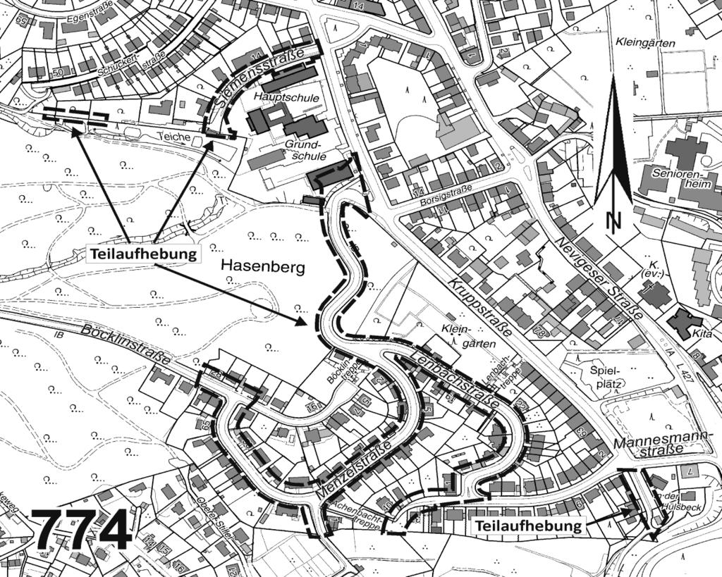 16 von 44 Bekanntmachung von Bauleitplänen Teilaufhebung von Bauleitplänen Fluchtlinienplan 774 Am Katernberg Der Rat der Stadt Wuppertal hat in seiner Sitzung am 07.03.
