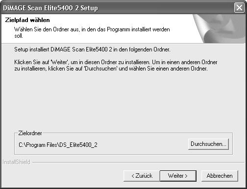 Klicken Sie auf Weiter >, um das Programm in das Standardverzeichnis zu installieren (C:\Program Files\DS_Elite5400_2).