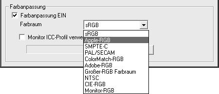 Farbanpassung Ausgabe-Farbraum und Monitor-ICC-Profile können in den Voreinstellungen festgelegt werden. Klicken Sie auf den Voreinstellungen- Button, um die Dialogbox zu öffnen.