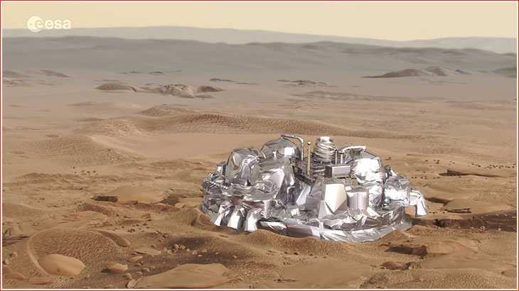 Ob Schiaparelli inzwischen so aussieht (Abb. 5), werden wir vielleicht nie erfahren wahrscheinlich eher nicht. Abb. 5 Ist das Schiaparelli auf dem Mars?