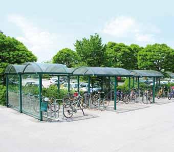 Mit einer beliebigen Erweiterung durch Anbaueinheiten entsteht eine überaus lebendige zum Fahrradparken besonders einladende Reihenanlage.