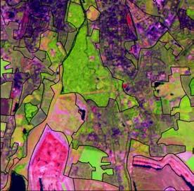 CLC2000 Land Cover Changes Region Leipzig Braunkohlefeld Cospuden - 1990 Neues Erholungsgebiet Cospudener See - 1999 Landsat-5 TM Kanäle 5,4,3 (RGB), 2.8.