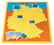 Deutschland Flüsse Mit Fähnchen zum Benennen der Flüsse Steckkarte aus Holz: 55,5 x 39 cm Fähnchen aus stabilem Kunststoff Steckkarte