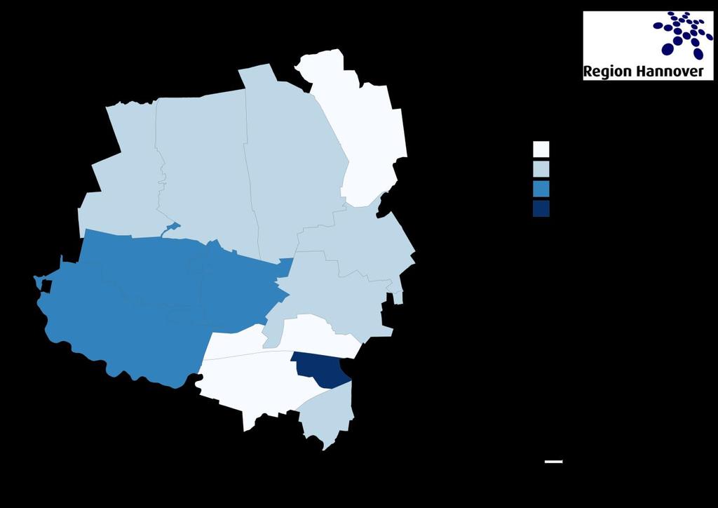 Abbildung 6: Jugendquotient in Garbsens Stadtteilen 2017 (31.12.2017) Dieses drückt sich auch bei den Geburten aus.