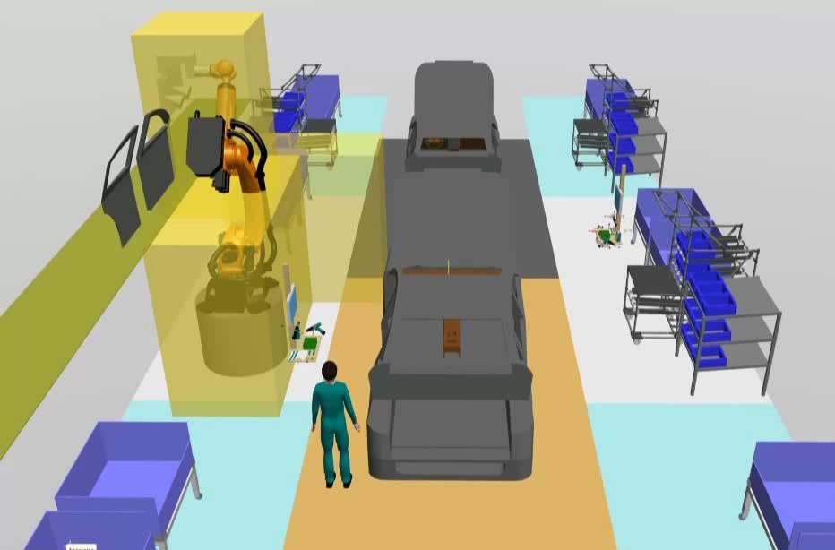 4. Neue Assistenzsysteme Planung und simulative Absicherung von Mensch-Roboter-Kollaboration Entscheidende Vorteile: valide Daten für menschliche Arbeit (Fertigungszeit und Ergonomie) valide Daten