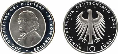 16,- Offizieller Gedenkmünzensatz 2004 2946 504 bis 510 10 EURO 2004 SATZ 6 Stück im Blister.