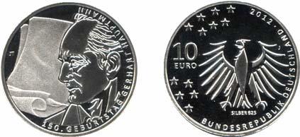 Richard Wagner 3103 580 KN 10 EURO 2013 D (K/N)...prfr 12,- 3104 580 10 EURO 2013 D (Silber)...PP Orig.