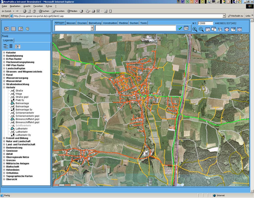 GeoService-Portal Anwenderforum 2004 Konsolidierung am Thema Straßen Es wurden die Wege aus ATKIS, alle Verkehrsdaten des ROK, sowie die eigenen Daten der Kommune zur tatsächlichen Straßenwidmung zu
