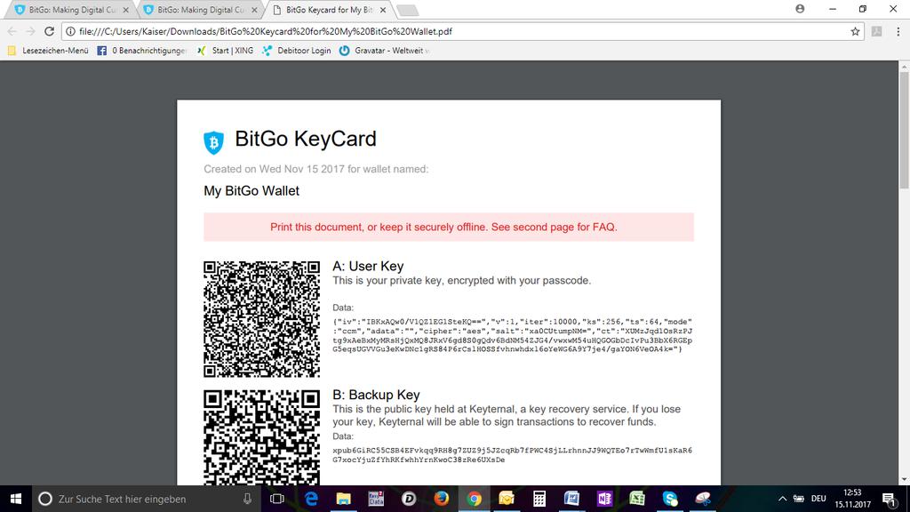 Wallet bei BitGo eröffnen Folie 15 Beispiel.