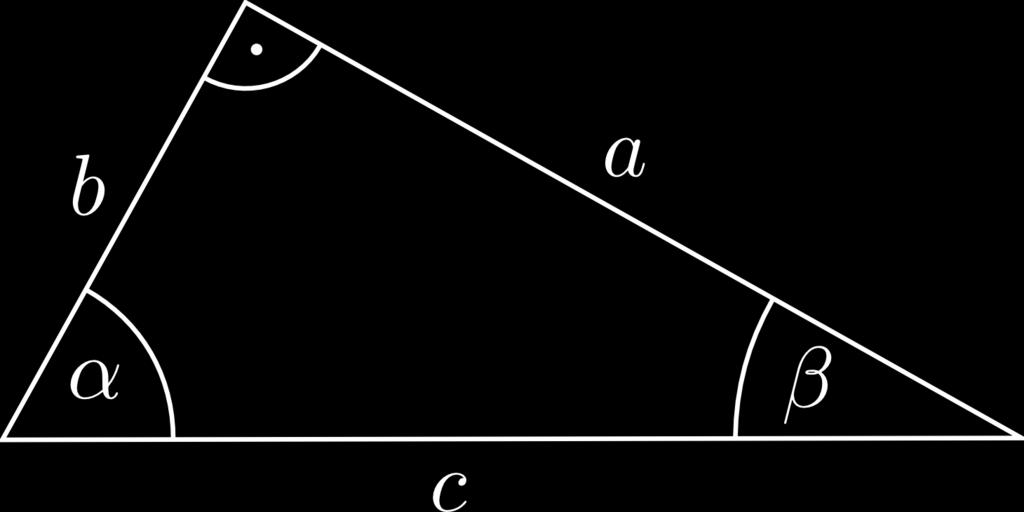 Winkelfunktionen und ihre Graphen 5 genüberliegenden Winkel mit β und den der Seite c gegenüberliegenden Winkel mit γ (siehe Abbildung ), so ist γ = 90 = π, und da die Winkelsumme in jedem Dreieck
