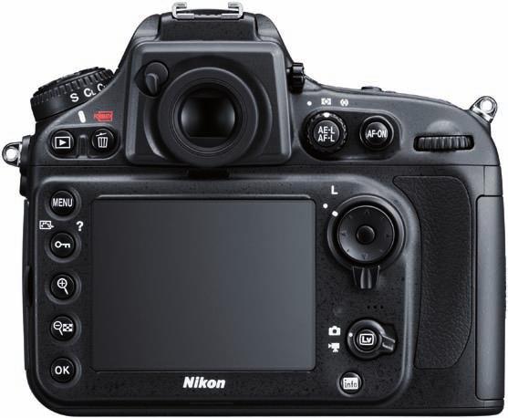 Ansicht der Kamerarückseite mit den wesentlichen Funktionstasten. Die Bedienelemente der D800 in der Draufsicht. dem bewährten Nikon-System.