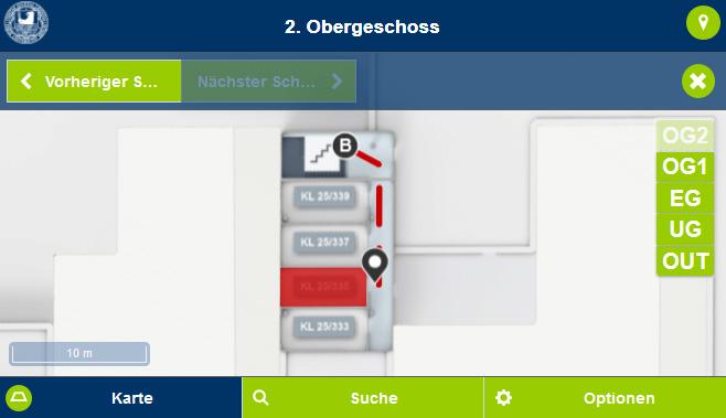 Step-by-step-Navigation angezeigt.