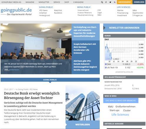 Das Kapitalmarkt-Portal Factsheet GoingPublic goingpublic.de goingpublic.