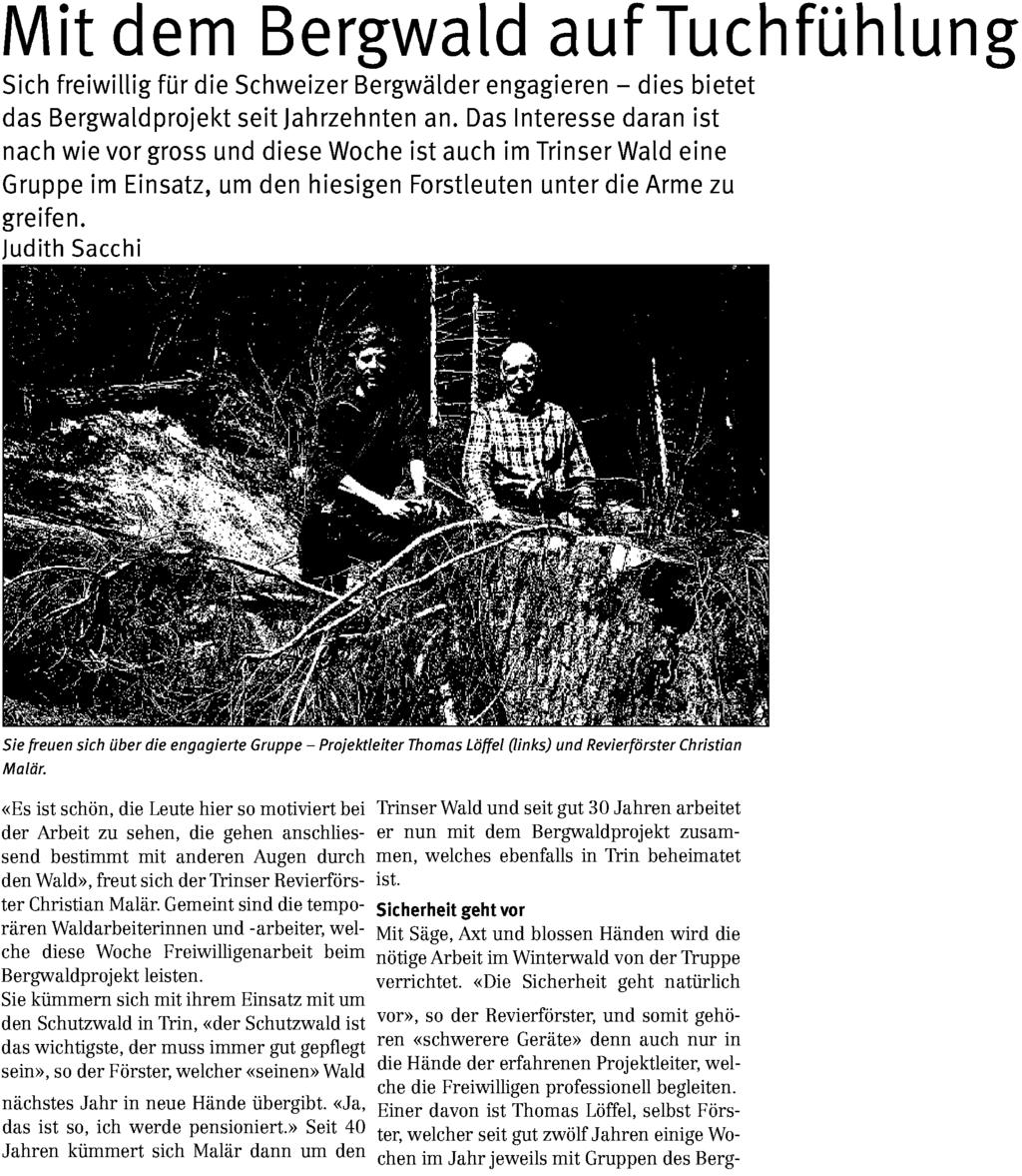 Mit dem Bergwald auf Tuchfühlung Sich freiwillig für die Schweizer Bergwälder engagieren - dies bietet das Bergwaldprojekt seit Jahrzehnten an.