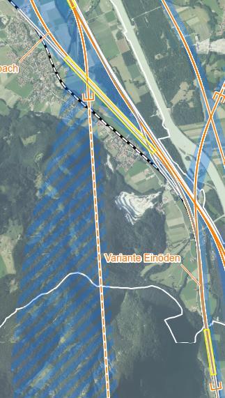 Verknüpfungsstelle Niederaudorf/ Fischbach (Grobtrasse Einöden) Infrastrukturanpassungen, u.a. Verlegung Bestandsstrecke 5702 zwischen Fischbach und Flintsbach Verlegung Bf Flintsbach (ca.