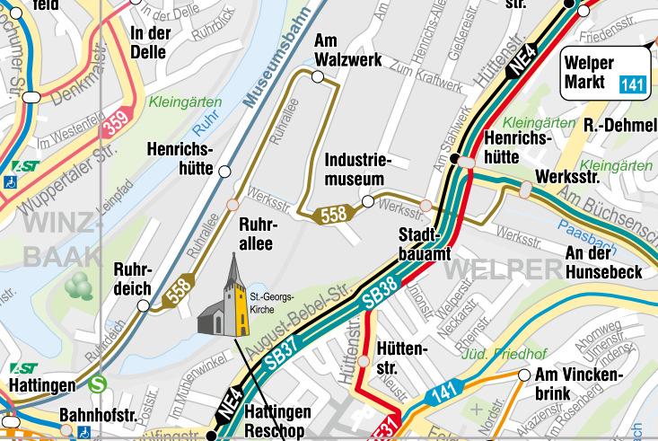 Erschließung Nur wenige Neuentwicklungen vollständig ohne ÖPNV- Anbindung Gewerbegebiete Hattingen, Henrichshütte