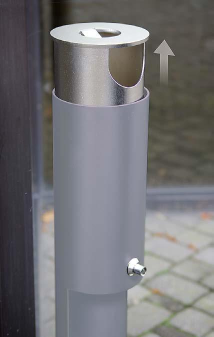 Versio Standascher Design: Max Wehberg, Hamburg Stahlkorpus, Aschereinsatz in V2A 12,5 Body made of steel, ashtray stainless steel Bac en acier, cendrier en inox 26 ~ 17 kg / Innenbehälter 2,7 L 12,5
