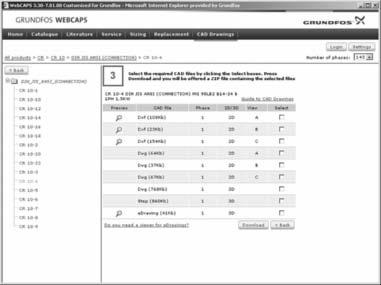 Das Programm führt Sie Schritt für Schritt durch den Auswahlrozess. Gleichzeitig können Sie die Effizienz der ausgewählten Grundfos Pume mit der Effizienz der installierten Pume vergleichen.