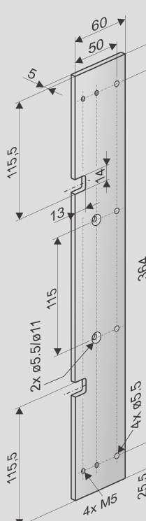 BEFESTIGUNGEN FV ZUBEHÖR Anbauplatte B20-1 Montage FV1/FV3/FV4 L = 420 mm in rechter oder linker Ausführung am Blendrahmen