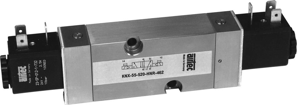 KNX-55 Elektrisch betätigte Edelstahlventile 3/2-, 5/2-5/3-Wege nach NAMUR, 1050 1280 Nl/min KNX-55-311-HN-742 Variantenschlüssel Spulen mit verbesserter Feuchtigkeitsbeständigkeit 742 = 24 V DC, 2,5