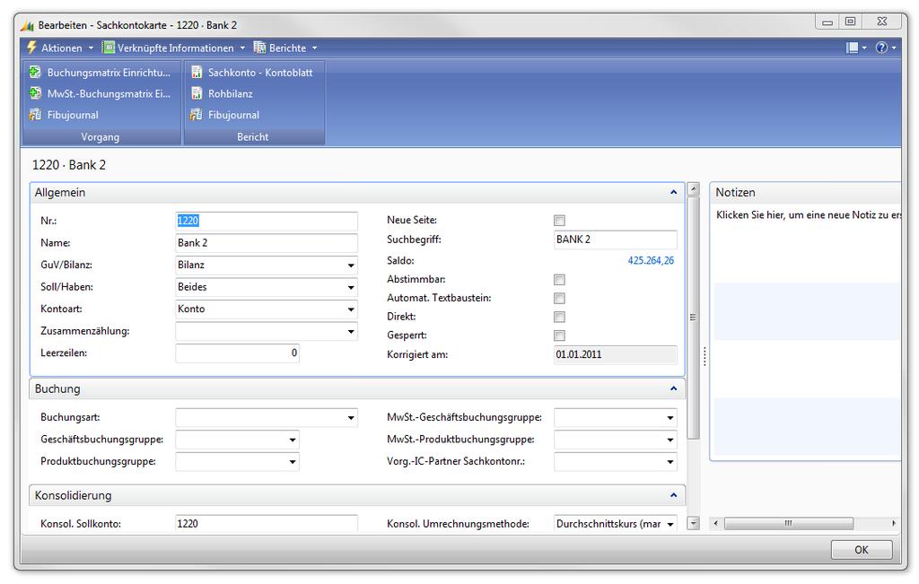 4 ERP und SCM mit MS Dynamics NAV Produktion, Lager und Finanzwesen 54 Die Sachkonto-Gruppe wird durch die Festlegung der Kontoarten "Von-Summe" und "Bis- Summe" zu anderen Sachkonto-Gruppen