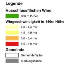 Windenergie - Potenzialflächen mit Ausschlussflächen 800 m Seite 10 Windgeschwindigkeit in 140m