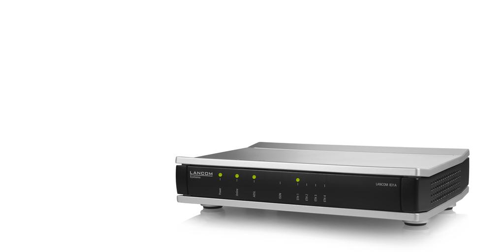 Router & VPN-Gateways LANCOM 831A Small-Business-Router mit integriertem ADSL2+-Modem für einen sicheren Internetzugang an einzelnen Standorten Der LANCOM 831A ist die richtige Wahl für kleine