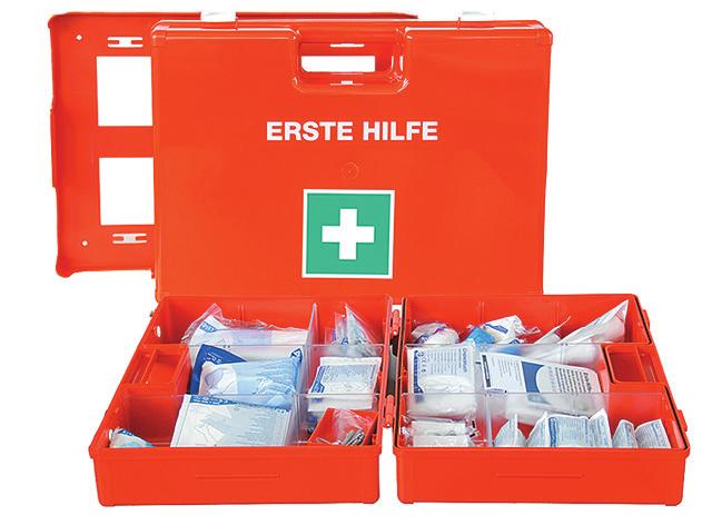 Erste-Hilfe-Verbandskoffer und -schränke Der Unternehmer hat dafür zu sorgen, dass das Erste-Hilfe-Material jederzeit schnell erreichbar und leicht zugänglich, in geeigneten Behältnissen, gegen