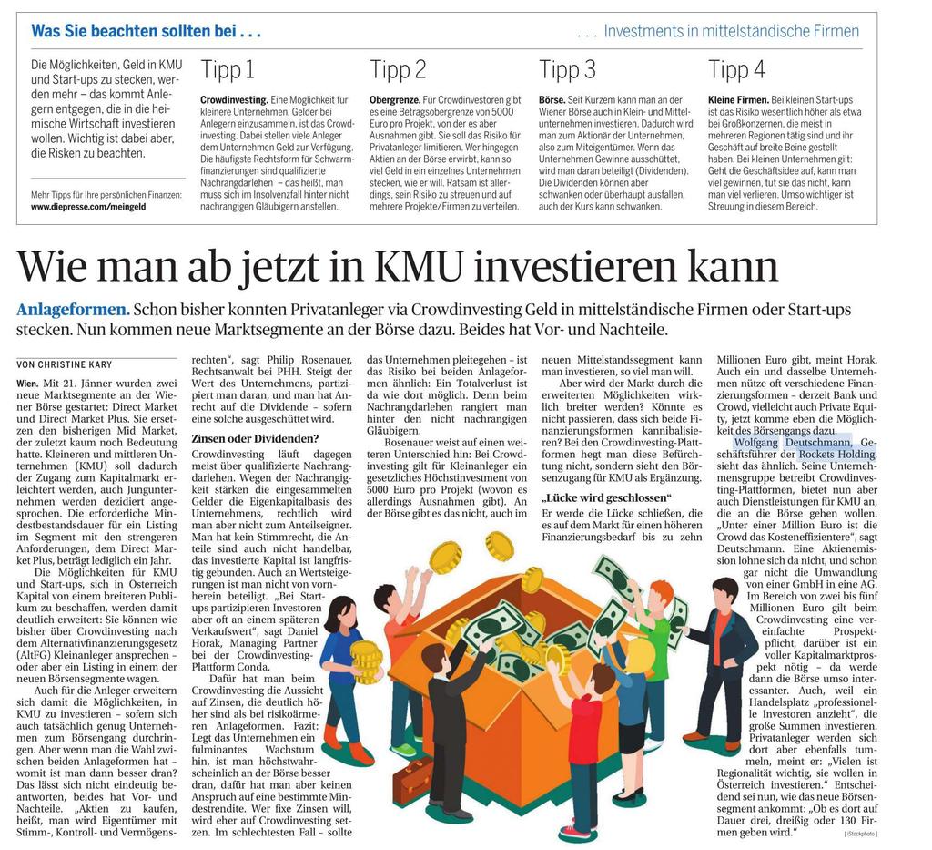 Wie man ab jetzt in KMU investieren kann Die Presse/Österreich Morgen Seite 8 21.