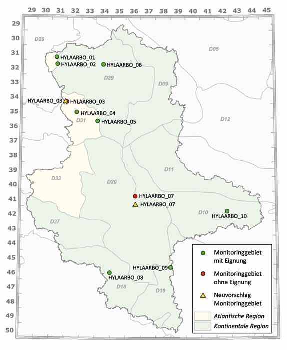 Abb. 15: Lage der Monitoringflächen des Laubfroschs in Sachsen-Anhalt.