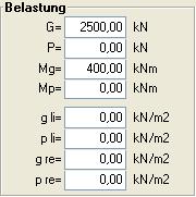Lasten Neben der Belastung des Fundamentes geben Sie hier die Belastung des Fundamentstreifens neben der Wand an.