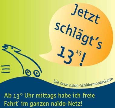 Abschnitt 2: Die Entwicklung des Verbundes in den Jahren 2002 bis 2004 Aktivitäten seit Verbundstart Weiterentwicklung des naldo-tarifs Ab 01.04.2002 gelten die Schülermonatskarten im Freizeitverkehr verbundweit.