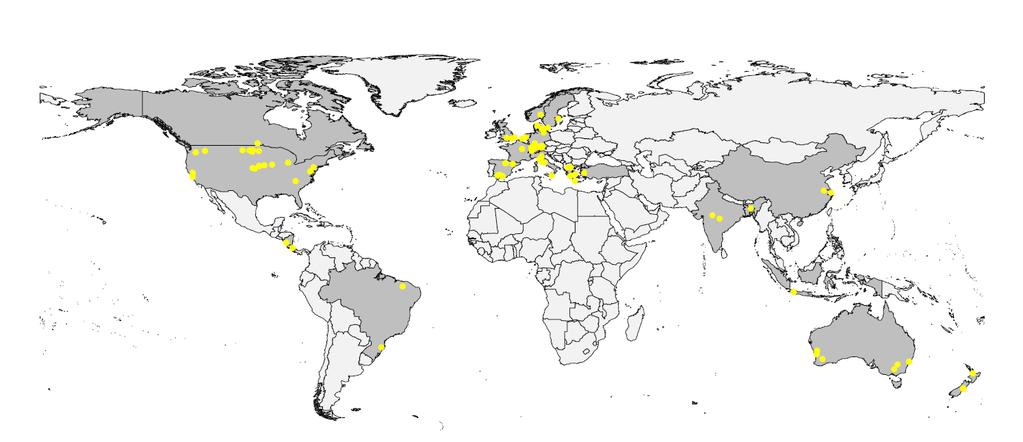 Meta-Studie I: Bodenkohlenstoff Geographische Verteilung der Systemvergleichsstudien