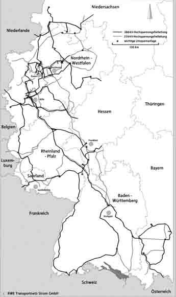 Abb. 4: Verteilung des Avifaunistischen Gefährdungspotenzials und der Markierungsempfehlungen im Trassenbereich der RWE Transportnetz Strom. Abb.