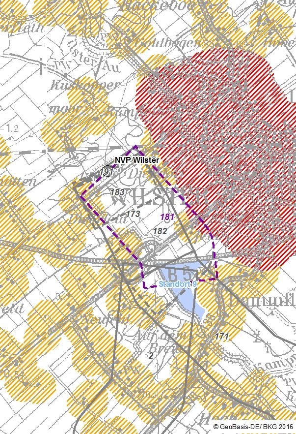 Kurzsteckbrief Trassenkorridorsegment 181 - Anbindung Konverterstandortbereich 9 Übersicht Trassenkorridorsegment (TKS) gelb schraffiert: 200 m Abstandsfläche zur Wohnbebauung im Außenbereich rot