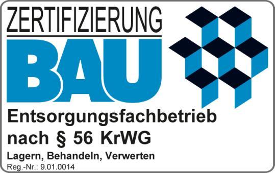 Registrier-Nr. 9.01.0014 ZERTIFIKAT Die Zertifizierung Bau GmbH bestätigt, dass das Unternehmen C.C. Reststoff-Aufbereitung GmbH & Co.