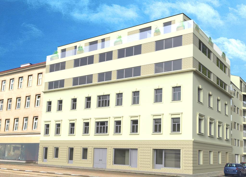 3-Jahres-Haus Aktuelles Projekt: Laxenburger Straße 24 1100 Wien Projekt Teilabriss/Neubau Sanierung des Bestandshauses Nutzfläche nach Development: 1.