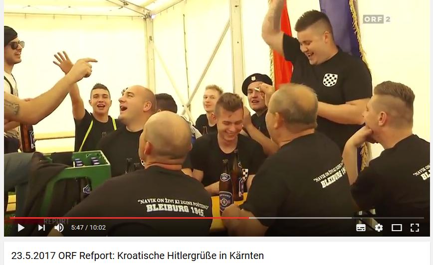 Screenshot YouTube ORF-Report 5 47 Bei der schwarzen Kappe handelt es sich um die Kopfbedeckung der kroatischen Ustascha-Faschisten.