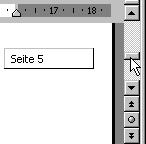 Sie können auch bei gedrückter linker Maustaste den Bildlaufknopf innerhalb der Bildlaufleiste nach unten bzw. nach oben ziehen. Dann erscheint ein kleiner Hinweis mit der Seitennummer.