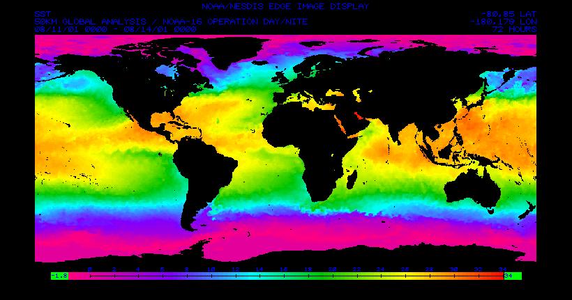 Thermale Fernerkundung Temperaturen von Meeresoberflächen NOAA AVHRR Mittelwert-Temperaturen