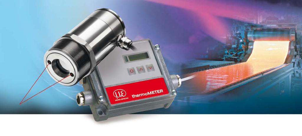 10 Infrarotsensor mit Laservisier für die Glasindustrie thermometer CTLaserGLASS thermometer CTLaserGLASS Berührungsloser Infrarot-Temperatursensor für die Glasindustrie Messbereich von 100 C bis