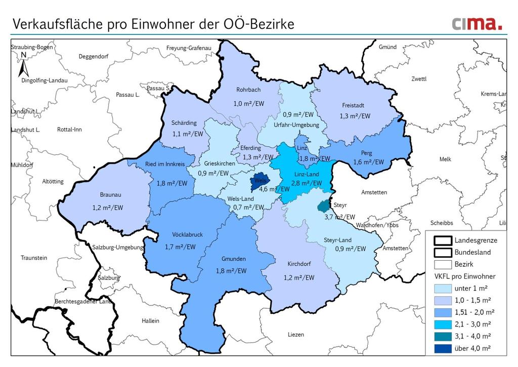 Verkaufsflächen in Oberösterreich