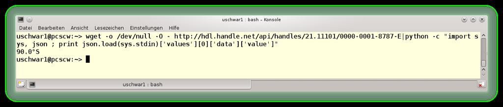 Code -InfoType- 40 / 45 hole den Inhalt eines Typs innerhalb der wget -o /dev/null -O - http://hdl.handle.net/api/handles/ 21.
