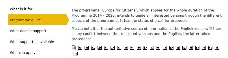 Wir Dokumente die EU Service-Agentur Programmleitfaden / Programme Guide
