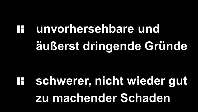 Dringlichkeit BMWi unvorhersehbare und äußerst