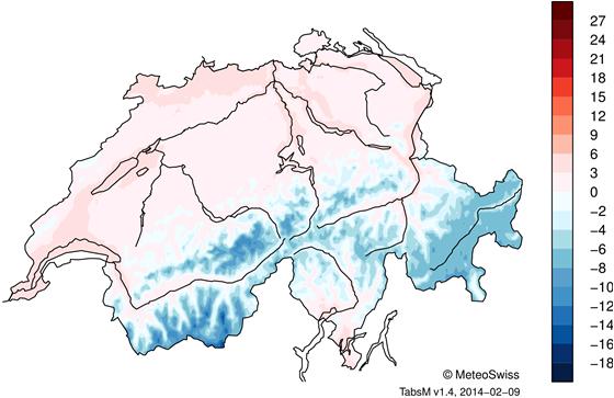 MeteoSchweiz Klimabulletin Januar 2014 6 Temperatur, Niederschlag und Sonnenscheindauer im Januar