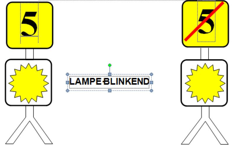 Die CTS verwendet auf ihren Gleisbaustellen transportable Signaltafeln zur Kennzeichnung von Beginn (links) und Ende (rechts) von