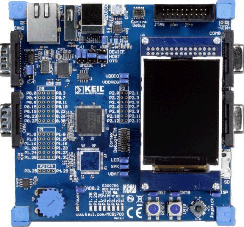 1 Die Entwicklungsumgebung 1.1 Hardware MCB1700 Bild: MCB1700 Quelle: www.keil.com Auf dem Board wird ein Cortex M3 Mikrocontroller von NXP (LPC1758) eingesetzt.