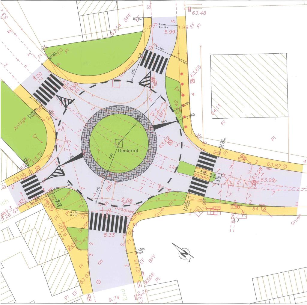 Kreisel: eine Kreisellösung wurde für den Kreuzungsbereich Auf dem Leuchtenberg / Am Stüßges End / Auf dem Broich wurde bereits 2009 geplant.